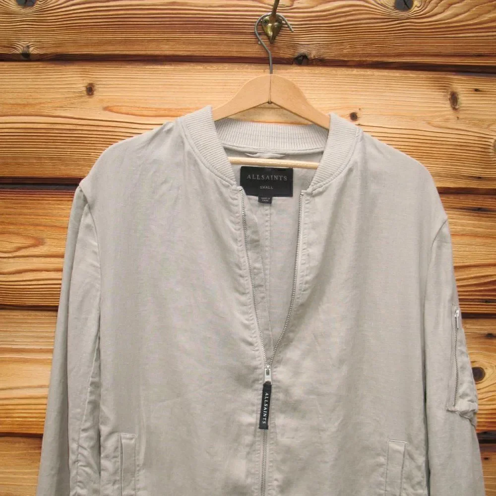 All Saints Linen Bomber Jacket